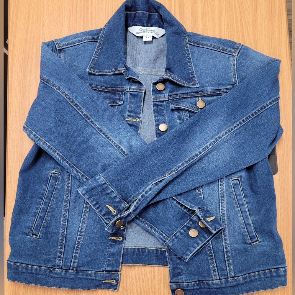 Vermont Country Store Classic Denim Trucker Jacket - Blue Jean Jacket, Sz XS